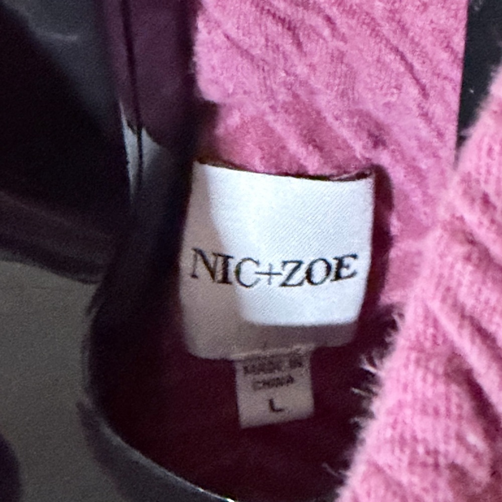 Nic + Zoe Pink Geometric Patterned Quarter-Zip Pullover - Picture 4 of 4